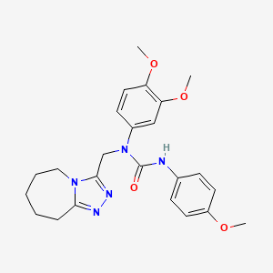 molecular formula C24H29N5O4 B2417326 1-(3,4-dimethoxyphenyl)-3-(4-methoxyphenyl)-1-(6,7,8,9-tetrahydro-5H-[1,2,4]triazolo[4,3-a]azepin-3-ylmethyl)urea CAS No. 896021-07-1