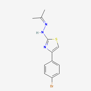 molecular formula C12H12BrN3S B2417336 4-(4-溴苯基)-2-(2-(丙-2-亚烷基)肼基)噻唑 CAS No. 324065-65-8