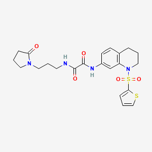 molecular formula C22H26N4O5S2 B2417344 N1-(3-(2-氧代吡咯烷-1-基)丙基)-N2-(1-(噻吩-2-基磺酰)-1,2,3,4-四氢喹啉-7-基)草酰胺 CAS No. 898430-43-8