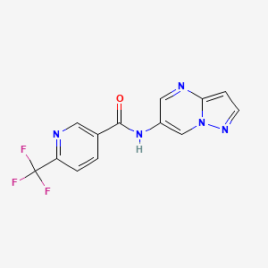 molecular formula C13H8F3N5O B2417349 N-(pyrazolo[1,5-a]pyrimidin-6-yl)-6-(trifluoromethyl)nicotinamide CAS No. 2034504-37-3