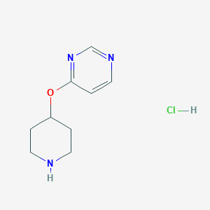 molecular formula C9H14ClN3O B2417351 4-(Piperidin-4-yloxy)pyrimidine hydrochloride CAS No. 1389315-06-3