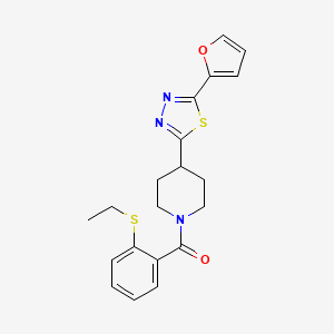 molecular formula C20H21N3O2S2 B2417353 (2-(Ethylthio)phenyl)(4-(5-(furan-2-yl)-1,3,4-thiadiazol-2-yl)piperidin-1-yl)methanone CAS No. 1226457-57-3