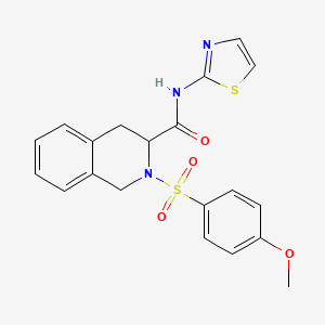 molecular formula C20H19N3O4S2 B2417358 2-(4-methoxyphenyl)sulfonyl-N-(1,3-thiazol-2-yl)-3,4-dihydro-1H-isoquinoline-3-carboxamide CAS No. 473802-66-3