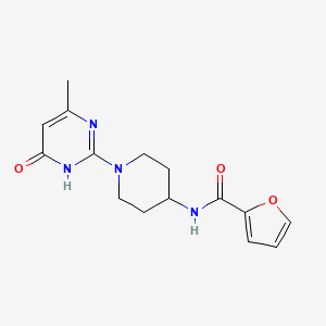 molecular formula C15H18N4O3 B2417360 N-(1-(4-methyl-6-oxo-1,6-dihydropyrimidin-2-yl)piperidin-4-yl)furan-2-carboxamide CAS No. 2034369-34-9