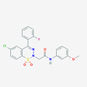 molecular formula C22H17ClFN3O4S B2417370 2-[6-氯-4-(2-氟苯基)-1,1-二氧化-2H-1,2,3-苯并噻二嗪-2-基]-N-(3-甲氧基苯基)乙酰胺 CAS No. 1031575-19-5