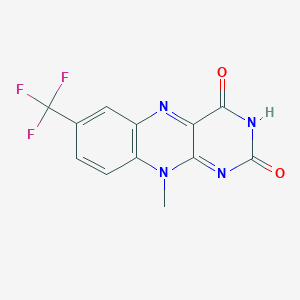 molecular formula C12H7F3N4O2 B2417377 10-甲基-7-(三氟甲基)苯并[g]蝶啶-2,4(3H,10H)-二酮 CAS No. 893772-67-3