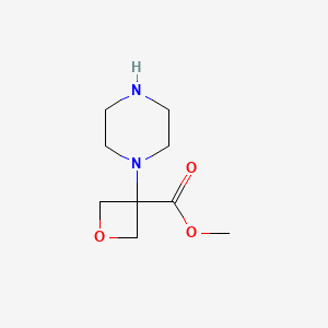 molecular formula C9H16N2O3 B2417390 Methyl 3-(piperazin-1-yl)oxetane-3-carboxylate CAS No. 1500541-27-4