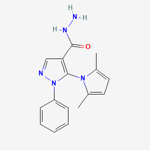 molecular formula C16H17N5O B2417393 5-(2,5-dimethyl-1H-pyrrol-1-yl)-1-phenyl-1H-pyrazole-4-carbohydrazide CAS No. 955964-23-5