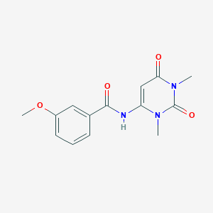 molecular formula C14H15N3O4 B2417398 N-(1,3-dimethyl-2,6-dioxo-1,2,3,6-tetrahydropyrimidin-4-yl)-3-methoxybenzamide CAS No. 438614-09-6