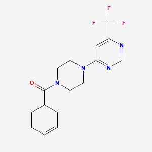 molecular formula C16H19F3N4O B2417399 环己-3-烯-1-基(4-(6-(三氟甲基)嘧啶-4-基)哌嗪-1-基)甲苯酮 CAS No. 2034342-65-7