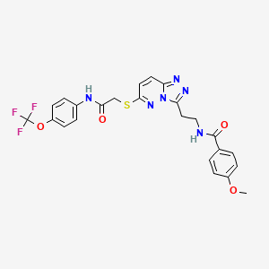 molecular formula C24H21F3N6O4S B2417401 4-methoxy-N-(2-(6-((2-oxo-2-((4-(trifluoromethoxy)phenyl)amino)ethyl)thio)-[1,2,4]triazolo[4,3-b]pyridazin-3-yl)ethyl)benzamide CAS No. 872995-82-9