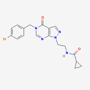 molecular formula C18H18BrN5O2 B2417410 N-(2-(5-(4-bromobenzyl)-4-oxo-4,5-dihydro-1H-pyrazolo[3,4-d]pyrimidin-1-yl)ethyl)cyclopropanecarboxamide CAS No. 922109-88-4
