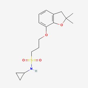 molecular formula C16H23NO4S B2417428 N-环丙基-3-((2,2-二甲基-2,3-二氢苯并呋喃-7-基)氧基)丙烷-1-磺酰胺 CAS No. 946237-49-6