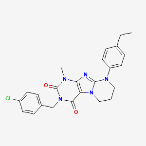 molecular formula C24H24ClN5O2 B2417431 3-[(4-chlorophenyl)methyl]-9-(4-ethylphenyl)-1-methyl-7,8-dihydro-6H-purino[7,8-a]pyrimidine-2,4-dione CAS No. 845806-58-8