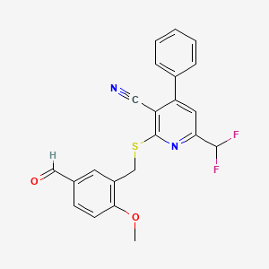 6-(Difluoromethyl)-2-[(5-formyl-2-methoxybenzyl)thio]-4-phenylnicotinonitrile