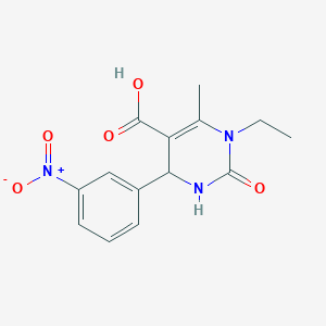 molecular formula C14H15N3O5 B2417436 1-Ethyl-6-methyl-4-(3-nitrophenyl)-2-oxo-1,2,3,4-tetrahydro-5-pyrimidinecarboxylic acid CAS No. 866039-96-5