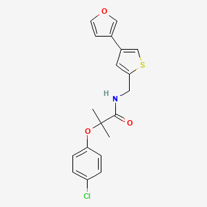 2-(4-Chlorophenoxy)-N-[[4-(furan-3-yl)thiophen-2-yl]methyl]-2-methylpropanamide