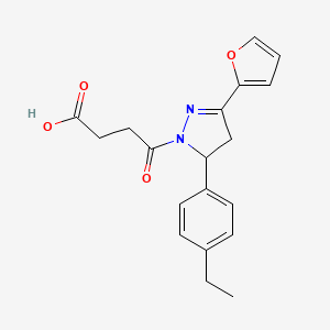 molecular formula C19H20N2O4 B2417449 4-(5-(4-ethylphenyl)-3-(furan-2-yl)-4,5-dihydro-1H-pyrazol-1-yl)-4-oxobutanoic acid CAS No. 1797257-69-2