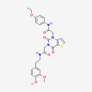 molecular formula C28H30N4O7S B2417454 2-[3-{2-[(3,4-二甲氧苯乙基)氨基]-2-氧代乙基}-2,4-二氧代噻吩并[3,2-d]嘧啶-1(2H,4H)-基]-N-(4-乙氧苯基)乙酰胺 CAS No. 865655-31-8