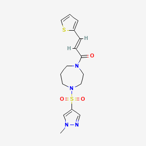 molecular formula C16H20N4O3S2 B2417458 (E)-1-(4-((1-甲基-1H-吡唑-4-基)磺酰)-1,4-二氮杂辛烷-1-基)-3-(噻吩-2-基)丙-2-烯-1-酮 CAS No. 2035000-76-9