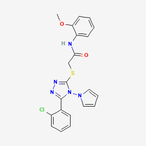 molecular formula C21H18ClN5O2S B2417460 2-{[5-(2-chlorophenyl)-4-(1H-pyrrol-1-yl)-4H-1,2,4-triazol-3-yl]sulfanyl}-N-(2-methoxyphenyl)acetamide CAS No. 886925-14-0