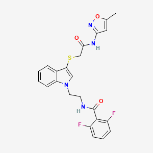 2,6-difluoro-N-(2-(3-((2-((5-methylisoxazol-3-yl)amino)-2-oxoethyl)thio)-1H-indol-1-yl)ethyl)benzamide