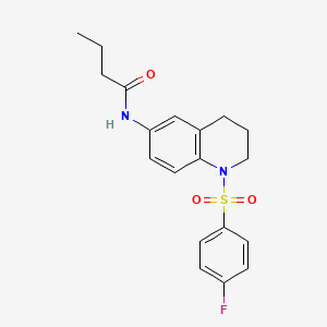 molecular formula C19H21FN2O3S B2417470 N-[1-(4-fluorophenyl)sulfonyl-3,4-dihydro-2H-quinolin-6-yl]butanamide CAS No. 941971-60-4