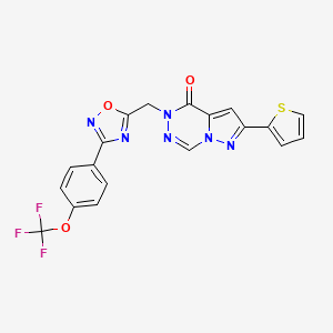 molecular formula C19H11F3N6O3S B2417476 N-(2,4-difluorophenyl)-5-[5-(pyrrolidin-1-ylcarbonyl)-1,3,4-oxadiazol-2-yl]-1H-pyrrole-3-sulfonamide CAS No. 1251681-88-5