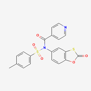 molecular formula C20H14N2O5S2 B2417477 N-(2-氧代苯并[d][1,3]氧杂硫醇-5-基)-N-甲苯磺酰异烟酰胺 CAS No. 881293-86-3