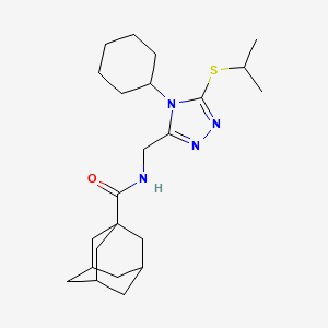 molecular formula C23H36N4OS B2417481 N-[(4-cyclohexyl-5-propan-2-ylsulfanyl-1,2,4-triazol-3-yl)methyl]adamantane-1-carboxamide CAS No. 477304-33-9