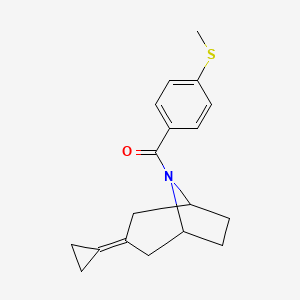 molecular formula C18H21NOS B2417487 ((1R,5S)-3-cyclopropylidene-8-azabicyclo[3.2.1]octan-8-yl)(4-(methylthio)phenyl)methanone CAS No. 2176069-31-9
