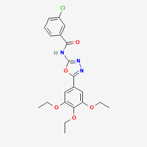 molecular formula C21H22ClN3O5 B2417488 3-氯-N-[5-(3,4,5-三乙氧基苯基)-1,3,4-噁二唑-2-基]苯甲酰胺 CAS No. 891123-98-1