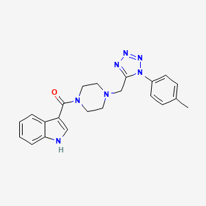 molecular formula C22H23N7O B2417510 (1H-吲哚-3-基)(4-((1-(对甲苯基)-1H-四唑-5-基)甲基)哌嗪-1-基)甲苯酮 CAS No. 1049450-68-1