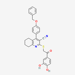 molecular formula C31H26N2O4S B2417531 4-[4-(Benzyloxy)phenyl]-2-{[2-(3,4-dihydroxyphenyl)-2-oxoethyl]sulfanyl}-5,6,7,8-tetrahydroquinoline-3-carbonitrile CAS No. 309280-61-3