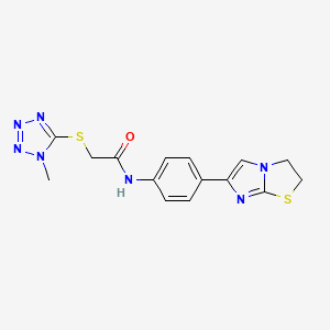 molecular formula C15H15N7OS2 B2417537 N-(4-(2,3-dihydroimidazo[2,1-b]thiazol-6-yl)phenyl)-2-((1-methyl-1H-tetrazol-5-yl)thio)acetamide CAS No. 1208627-98-8