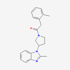 molecular formula C21H23N3O B2417542 1-(3-(2-甲基-1H-苯并[d]咪唑-1-基)吡咯烷-1-基)-2-(邻甲苯基)乙酮 CAS No. 2034421-87-7