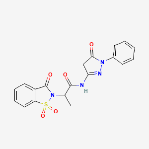 molecular formula C19H16N4O5S B2417543 2-(1,1-dioxido-3-oxobenzo[d]isothiazol-2(3H)-yl)-N-(5-oxo-1-phenyl-4,5-dihydro-1H-pyrazol-3-yl)propanamide CAS No. 899758-38-4