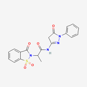 molecular formula C19H16N4O5S B2417543 2-(1,1-二氧化-3-氧代苯并[d]异噻唑-2(3H)-基)-N-(5-氧代-1-苯基-4,5-二氢-1H-吡唑-3-基)丙酰胺 CAS No. 899758-38-4