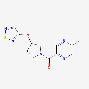 molecular formula C12H13N5O2S B2417566 2-Methyl-5-[3-(1,2,5-thiadiazol-3-yloxy)pyrrolidine-1-carbonyl]pyrazine CAS No. 2097927-14-3