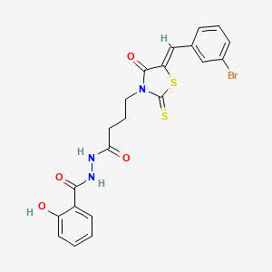 molecular formula C21H18BrN3O4S2 B2417567 N'-[4-[(5Z)-5-[(3-bromophenyl)methylidene]-4-oxo-2-sulfanylidene-1,3-thiazolidin-3-yl]butanoyl]-2-hydroxybenzohydrazide CAS No. 315236-01-2