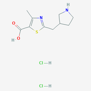 molecular formula C10H16Cl2N2O2S B2417569 4-Methyl-2-(pyrrolidin-3-ylmethyl)-1,3-thiazole-5-carboxylic acid;dihydrochloride CAS No. 2248291-74-7