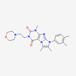 molecular formula C24H30N6O3 B2417586 8-(3,4-dimethylphenyl)-1,6,7-trimethyl-3-(2-morpholinoethyl)-1H-imidazo[2,1-f]purine-2,4(3H,8H)-dione CAS No. 899401-78-6