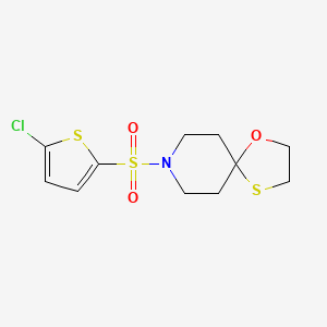 molecular formula C11H14ClNO3S3 B2417592 8-((5-Chlorothiophen-2-yl)sulfonyl)-1-oxa-4-thia-8-azaspiro[4.5]decane CAS No. 1351659-89-6