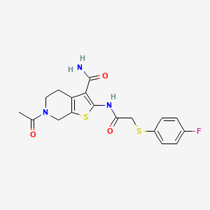 6-acetyl-2-{2-[(4-fluorophenyl)sulfanyl]acetamido}-4H,5H,6H,7H-thieno[2,3-c]pyridine-3-carboxamide