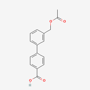 molecular formula C16H14O4 B2417605 3'-(乙酰氧甲基)-[1,1'-联苯]-4-羧酸 CAS No. 2109060-05-9