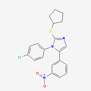 molecular formula C20H18ClN3O2S B2417608 1-(4-chlorophenyl)-2-(cyclopentylthio)-5-(3-nitrophenyl)-1H-imidazole CAS No. 1226448-13-0