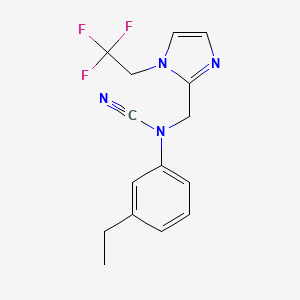 molecular formula C15H15F3N4 B2417629 N-cyano-3-ethyl-N-{[1-(2,2,2-trifluoroethyl)-1H-imidazol-2-yl]methyl}aniline CAS No. 1424469-69-1