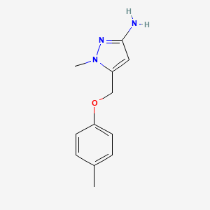 molecular formula C12H15N3O B2417630 1-methyl-5-[(4-methylphenoxy)methyl]-1H-pyrazol-3-amine CAS No. 1856029-01-0