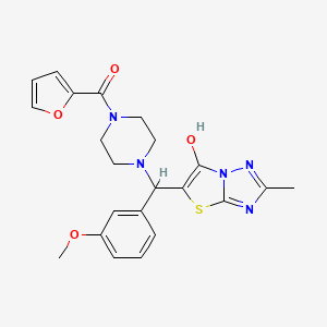 molecular formula C22H23N5O4S B2417633 Furan-2-yl(4-((6-hydroxy-2-methylthiazolo[3,2-b][1,2,4]triazol-5-yl)(3-methoxyphenyl)methyl)piperazin-1-yl)methanone CAS No. 851969-72-7