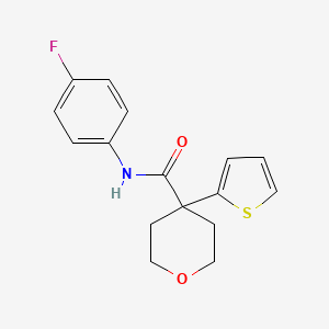 N-(4-fluorophenyl)-4-thiophen-2-yloxane-4-carboxamide